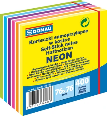 Lipnūs lapeliai neon-pastel 76x76 mm, 400 vnt
