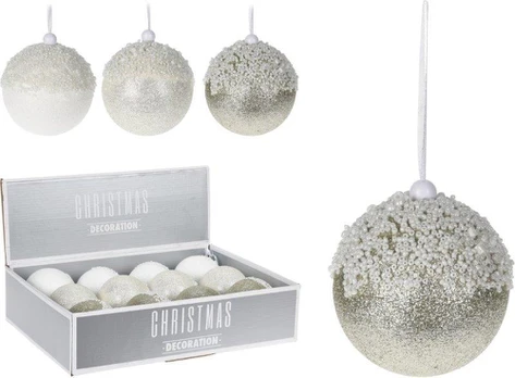 Kalėdinis eglės žaisliukas GLITTER, baltos/sidabrinės sp., 1 vnt.