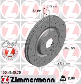 Stabdžių diskas ZIMMERMANN 400.3630.20