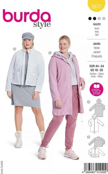 Siuvimo šablonas "burda" 5877 - Striukė moterims (16-18 dydis)