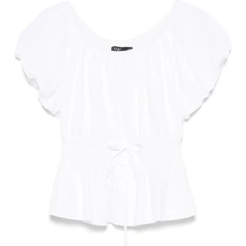 Palaidinės moterims, Balta, Tidrasel short sleeve blouse
