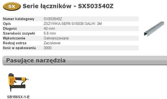 BOSTITCH ZSZYWKI 90 SX 40mm 3M ... szer 5,6mm