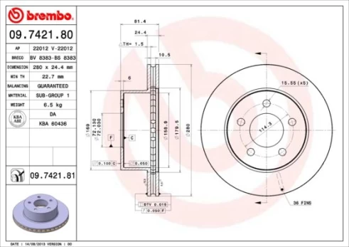 Stabdžių diskas BREMBO 09.7421.81