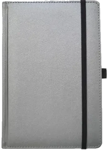 Darbo knyga UNIVERSAL BLACK EDITION, PU, A5, be datų, sidabrinė