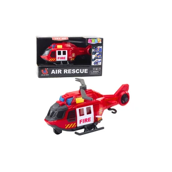 Lean Toys Fire Helicopter with Crane Lights and Sounds Raudona