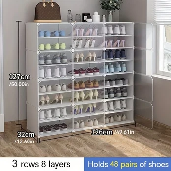 Taupantis vietą batų stovas, Clear-3-row 8 Layers