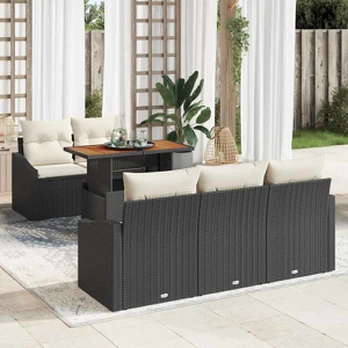 Sodo Sofa Komplektas 6 Dalių Juodas