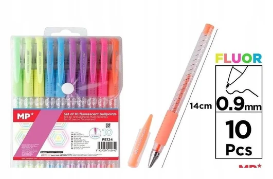 Fluorescencinis rašiklis 10 spalvų