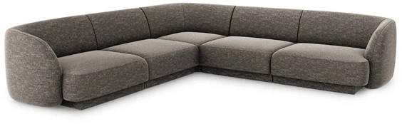 Kampinė sofa Micadoni Home Miley Chenille 5 Seats, pilka, 252 x 252 cm x 74 cm