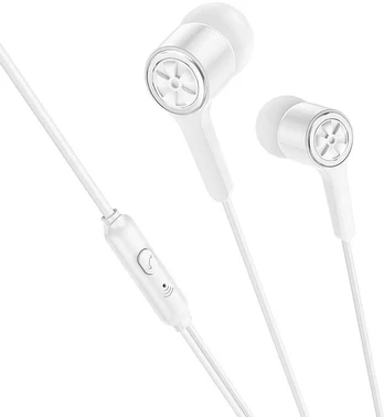 Dėklas HOCO wire earphones Jack 3,5 mm with microphone M104 baltas