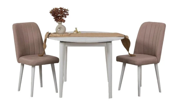 Valgomojo komplektas Kalune Design Vina 0900, baltas/rožinis/riešuto