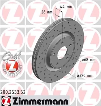 Stabdžių diskas ZIMMERMANN 200.2533.52