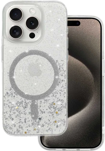 Tel Protect Moonlite Magsafe dėklas skirtas Apple iPhone 15 sidabrinis skaidrus