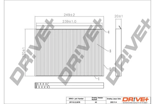 Filtras, salono oras Dr!ve+ DP1110.12.0078
