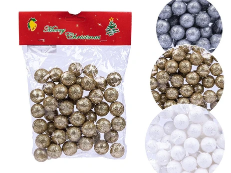Blizgūs putplasčio rutuliukai dekoracijoms, 50 vnt.