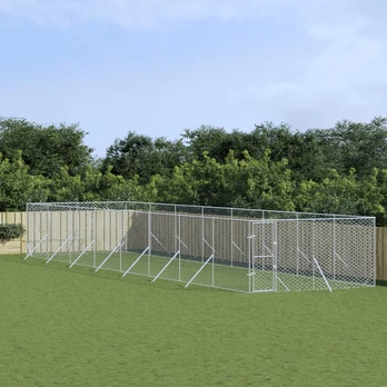 Lauko voljeras šunims, sidabrinis, 4x16x2m, plienas