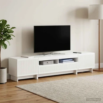 5 dalių LED televizoriaus stovas Itin blizgi balta