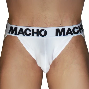 MACHO MX29BL Jockstrap White + White S - Anatomical Support, Lycra Blend