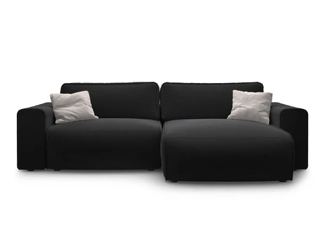 Velvet Right Corner Sofa With Bed Function And Box, "Victor", 3 Seats, 246x148x83, Black