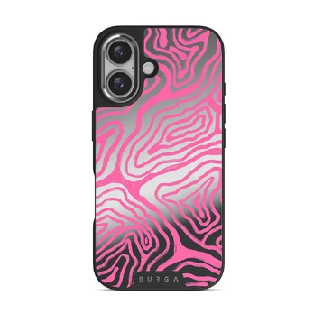 Pink Shores - iPhone 16 Case, Elite Mirror Dark (MagSafe) / Silver