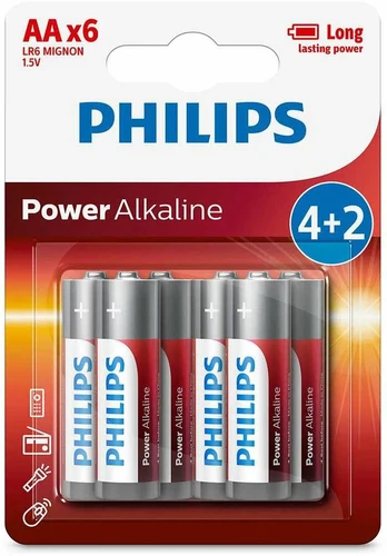 PHILIPS LR6P6BP/10 AA šarminės baterijos (6 vnt.)