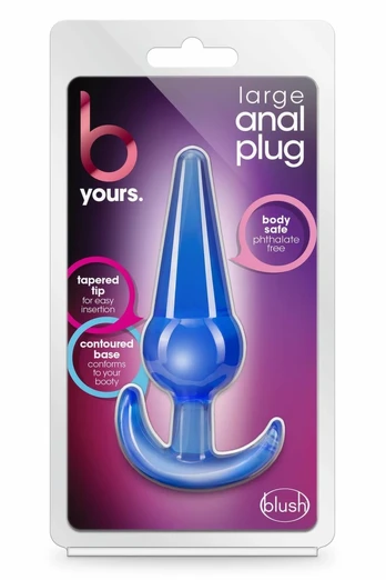 B Yours Large Anal Plug Blue - Ergonomic TPE Model 12.7 cm