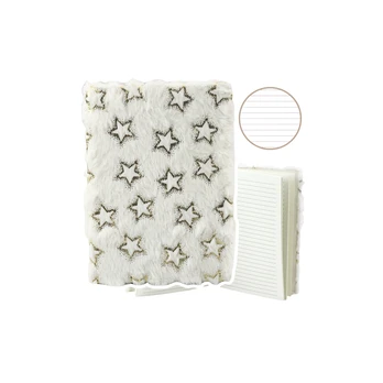 Lean Plush Notebook Notebook Lined Gold Stars Baltas A5 80 Sheets