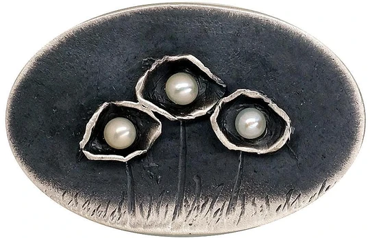 Diamond Sky Jewelry Sidabrinė sagė su perlais „Shadow Garden“