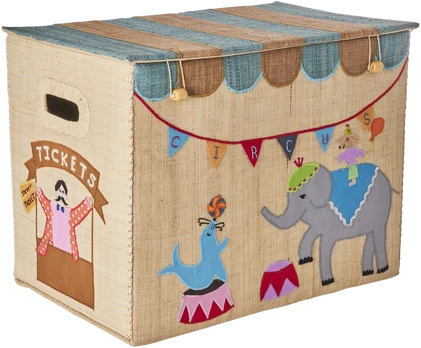 Rice - Raffia Storage Box with Circus Theme - Large