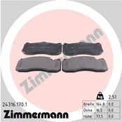 Stabdžių trinkelių rinkinys, diskinis stabdys ZIMMERMANN 24316.170.1 kaina