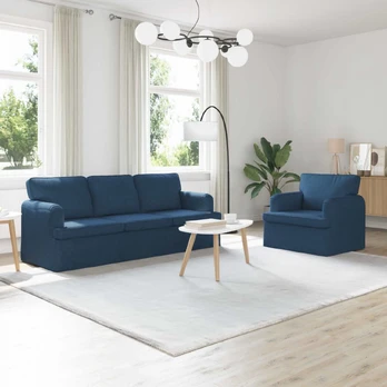 Sofa 2 pcs Mėlyna 144 x 80 x 85 cm audinys