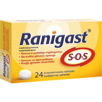 Ranigast kramtomosios tabletės S-O-S, 24 vnt.