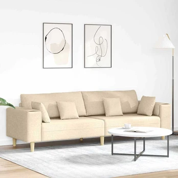 Audinio Sofa su pagalve Kreminė 208 cm audinys