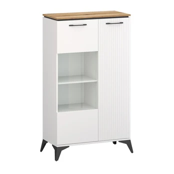 Žema vitrina Velutto 1D1W, balta/ruda