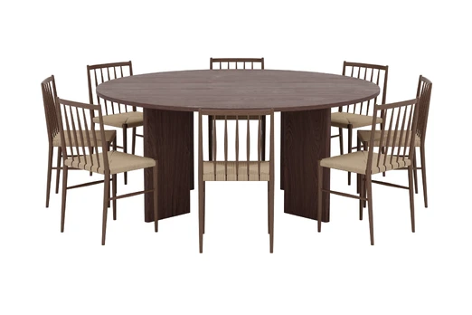Graos Table - Mocca with 8 Enes Chair - Beige