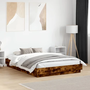 Lovos rėmas su LED lemputėmis, dūminio ąžuolo, 120x190cm