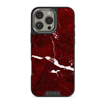 Iconic Red Ruby - Marble iPhone 16 Pro Max Case, Elite Dark (MagSafe) / Silver