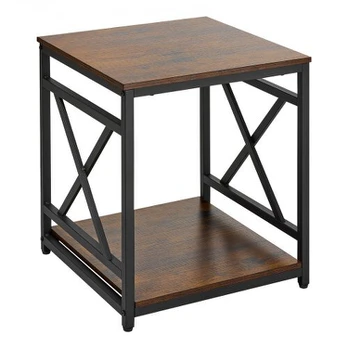 Šoninis staliukas 45,7x45,7x51 cm Rudas metalinis rėmas