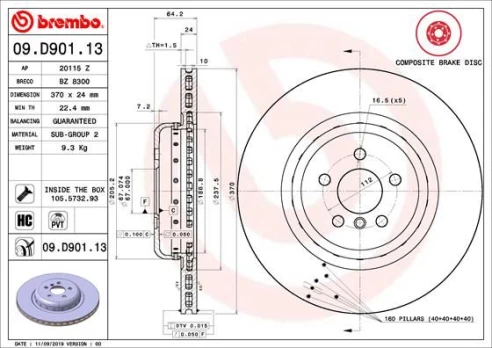 Stabdžių diskas BREMBO 09.D901.13