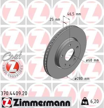 Stabdžių diskas ZIMMERMANN 370.4409.20