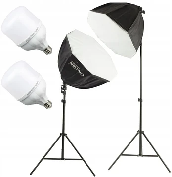 Cinegen Apšvietimo rinkinys 2x Softbox 90cm stovas Led lemputė