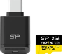 Silicon Power memory card microSDXC 256GB Inspire + card reader kaina