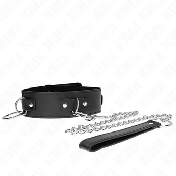 KINK Collar & Leash Set Model 2 - Adjustable 36-43 cm, 3 Rings, Black 65 cm