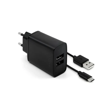 Fixed Dual USB Travel Charger USB/USB-C Cable
