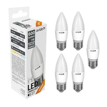 LED lemputė Avide, 7W E27 4000K 5vnt