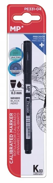 Juodas plunksninis rašiklis 0,3 mm tiksliems darbams
