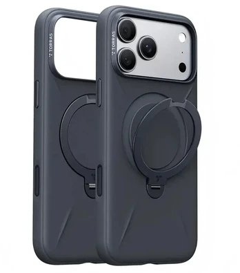 Torras Ostand Q3 silikoninis dėklas, juodas – iPhone 18 Pro