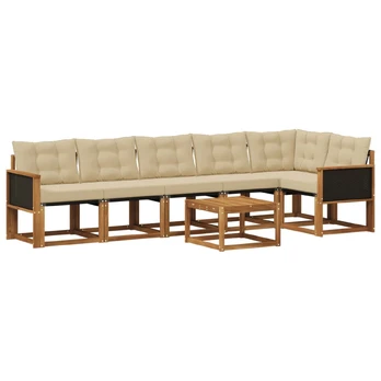 Lauko sofos komplektas su pagalve 7 pcs Natūralus ir bežinis