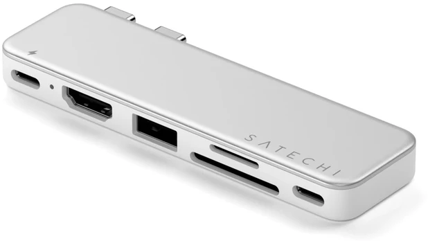 Satechi USB-C Snap Hub for MacBook Neo - Sidabrinis