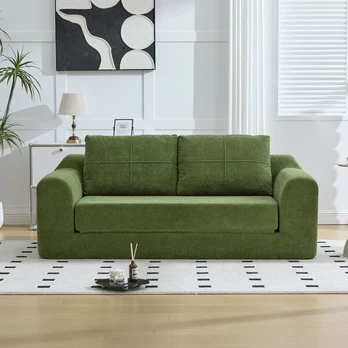 Dvivietė sofa-lova, be rėmo, žalia, 179x95x79 cm, 1 vnt